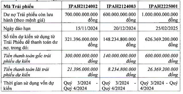 Đầu tư I.P.A huy động vốn để trả nợ 3 trái phiếu đáo hạn tháng 11/2024, 12/2024 và 2/2025