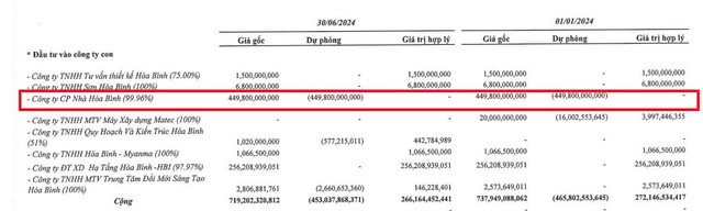 Xây dựng Hoà Bình đã trích lập toàn bộ 449,8 tỷ đồng đầu tư vào Nhà Hoà Bình