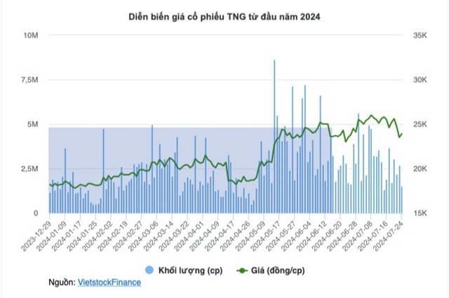 Cổ phiếu TNG đã tăng gần 30% trong một quý qua