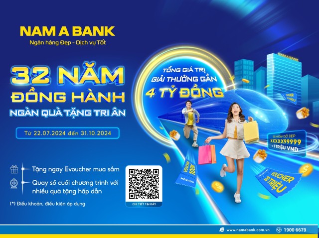 Kỷ niệm 32 năm thành lập, Nam A Bank tung ưu đãi trị giá lên đến 4 tỷ đồng. Kỷ niệm 32 năm thành lập, Nam A Bank tung ưu đãi trị giá lên đến 4 tỷ đồng.