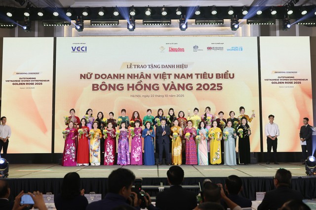 Danh hiệu “Nữ Doanh nhân Việt Nam tiêu biểu - Bông hồng vàng” 2025 ghi nhận đóng góp của đội ngũ nữ lãnh đạo doanh nghiệp trong hành trình kiến tạo giá trị.
