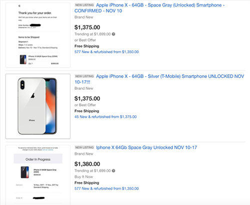 iPhone X 'đội giá' lên 1.500 USD trên eBay ảnh 1 iPhone X 'đội giá' lên 1.500 USD trên eBay ảnh 1