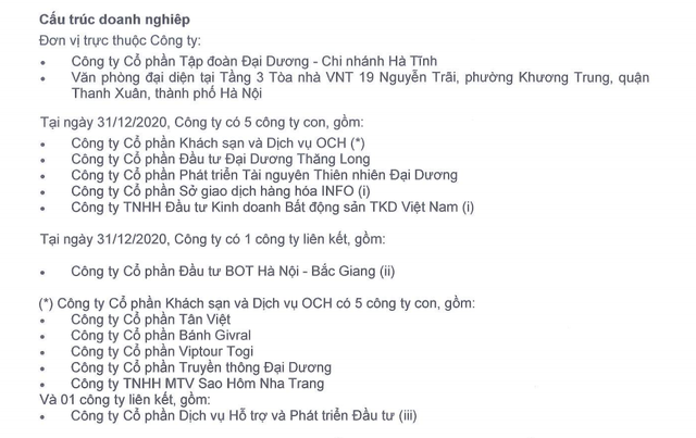 Cấu trúc Tập đoàn Đại Dương Cấu trúc Tập đoàn Đại Dương