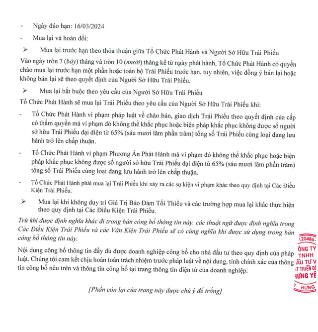Bản công bố thông tin phát hành trái phiếu HIDC Bản công bố thông tin phát hành trái phiếu HIDC