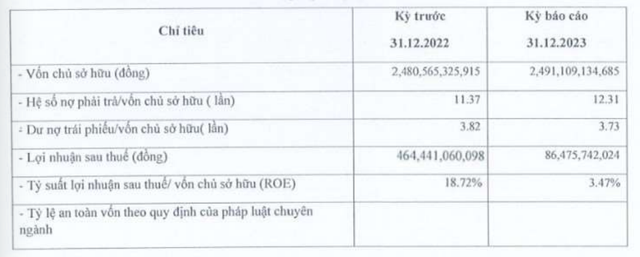 Các chỉ tiêu tài chính của TNR Holdings Vietnam