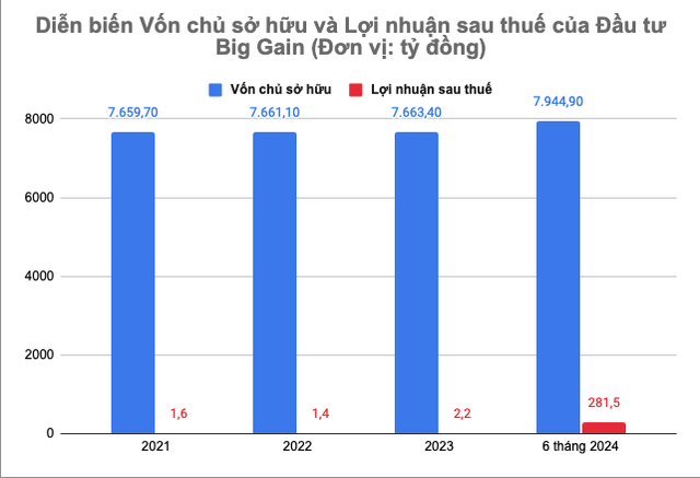 Lợi nhuận sau thuế của Big Gain rất khiêm tốn so với quy mô vốn chủ sở hữu Lợi nhuận sau thuế của Big Gain rất khiêm tốn so với quy mô vốn chủ sở hữu