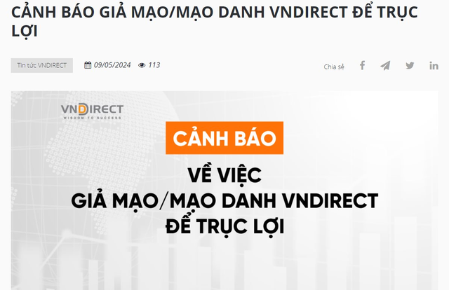 Cảnh báo của VND khi bị mạo danh