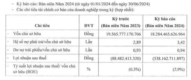 Một số chỉ tiêu tài chính của Hưng Thịnh Land nửa đầu năm 2024 Một số chỉ tiêu tài chính của Hưng Thịnh Land nửa đầu năm 2024