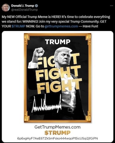 Bài đăng của ông Trump khi ra mắt đồng tiền số $Trump Bài đăng của ông Trump khi ra mắt đồng tiền số $Trump