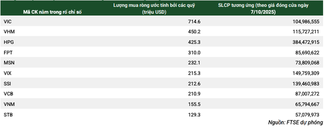 Top 10 cổ phiếu có thể hưởng lợi từ việc nâng hạng