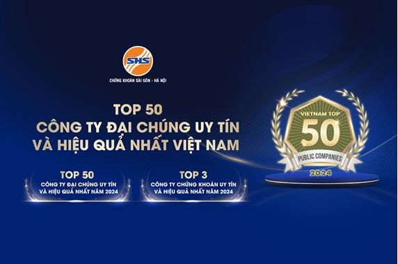 Chứng khoán SHS được vinh danh Top 50 Công ty Đại chúng uy tín và hiệu quả năm 2024 Chứng khoán SHS được vinh danh Top 50 Công ty Đại chúng uy tín và hiệu quả năm 2024