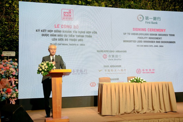 Ông Malcolm Wang - Phó chủ tịch First Commercial Bank phát biểu tại buổi lễ.