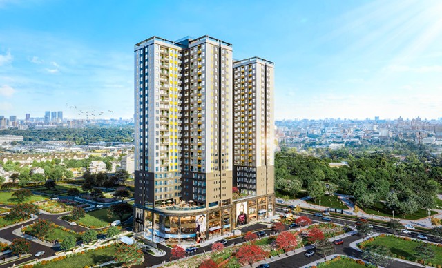 Tháp trung tâm tiện ích Bcons City đang thi công lên tầng, dự kiến quý 4/2025 sẽ bàn giao.