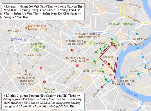 Nhiều đường trung tâm Sài Gòn bị cấm một ngày ảnh 2 Nhiều đường trung tâm Sài Gòn bị cấm một ngày ảnh 2