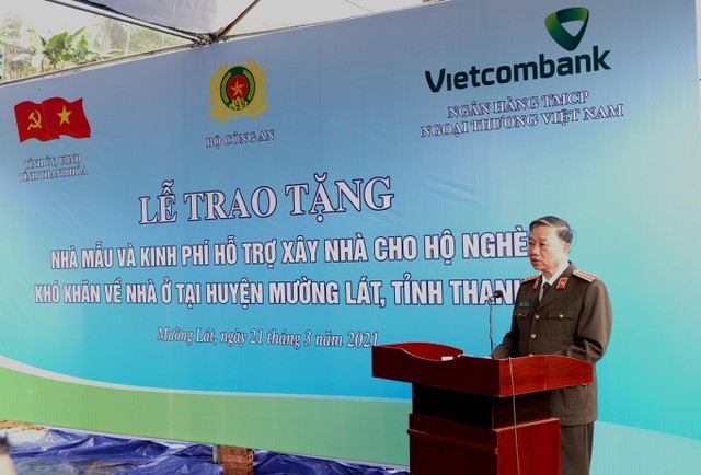 Đại tướng Tô Lâm Ủy viên Bộ Chính trị, Bộ trưởng Bộ Công an phát biểu tại buổi lễ.