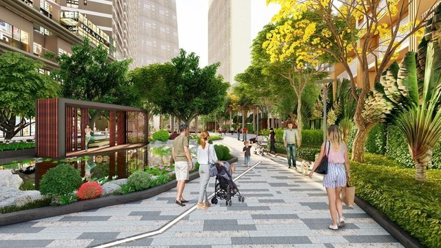 Một góc nội khu xanh mát tại dự án hạng A do MIKGroup phát triển. Một góc nội khu xanh mát tại dự án hạng A do MIKGroup phát triển.