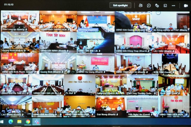 25 địa phương và các cơ quan liên quan tham gia Hội nghị bằng hình thức trực tuyến. Ảnh: VGP.