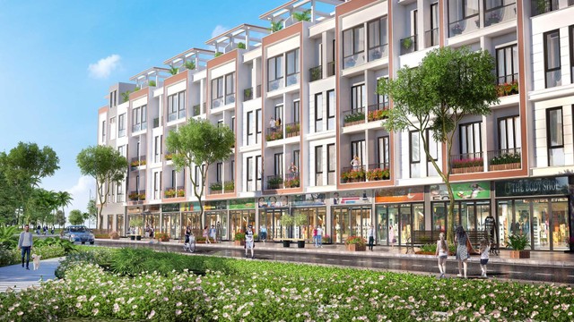 Phối cảnh khu nhà phố thương mại dự án T&amp;T Phố Nối.