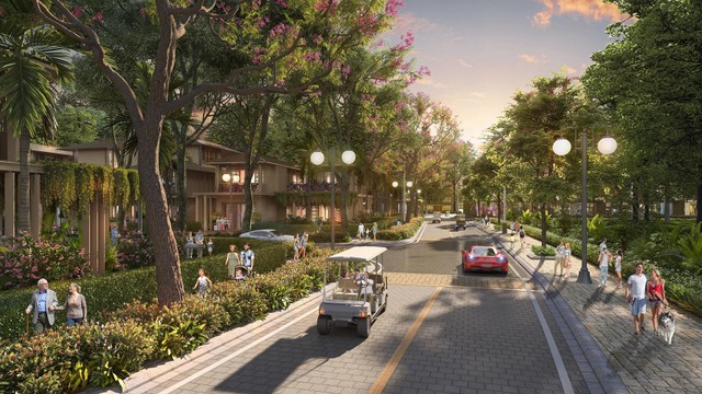 Những căn Beach Villa nằm dưới tán cây. Ảnh phối cảnh minh họa.