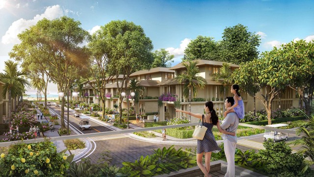 Những căn Beach Villa nằm dưới tán cây. Ảnh phối cảnh minh họa.