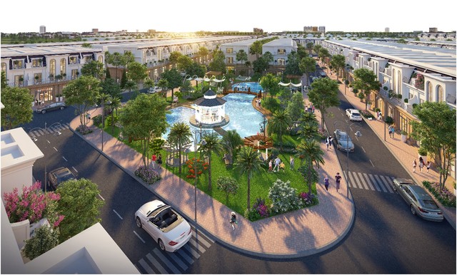 Công viên trung tâm Apollo Park kết hợp hồ cảnh quan và khu vui chơi trẻ em.