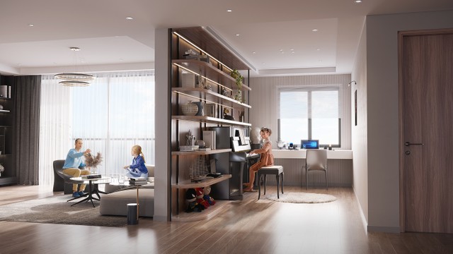 Diện tích +1 giúp gia chủ thỏa sức sáng tạo các không gian đa năng. Ảnh phối cảnh minh họa. Diện tích +1 giúp gia chủ thỏa sức sáng tạo các không gian đa năng. Ảnh phối cảnh minh họa.