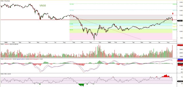 Đồ thị kỹ thuật chỉ số VN30.