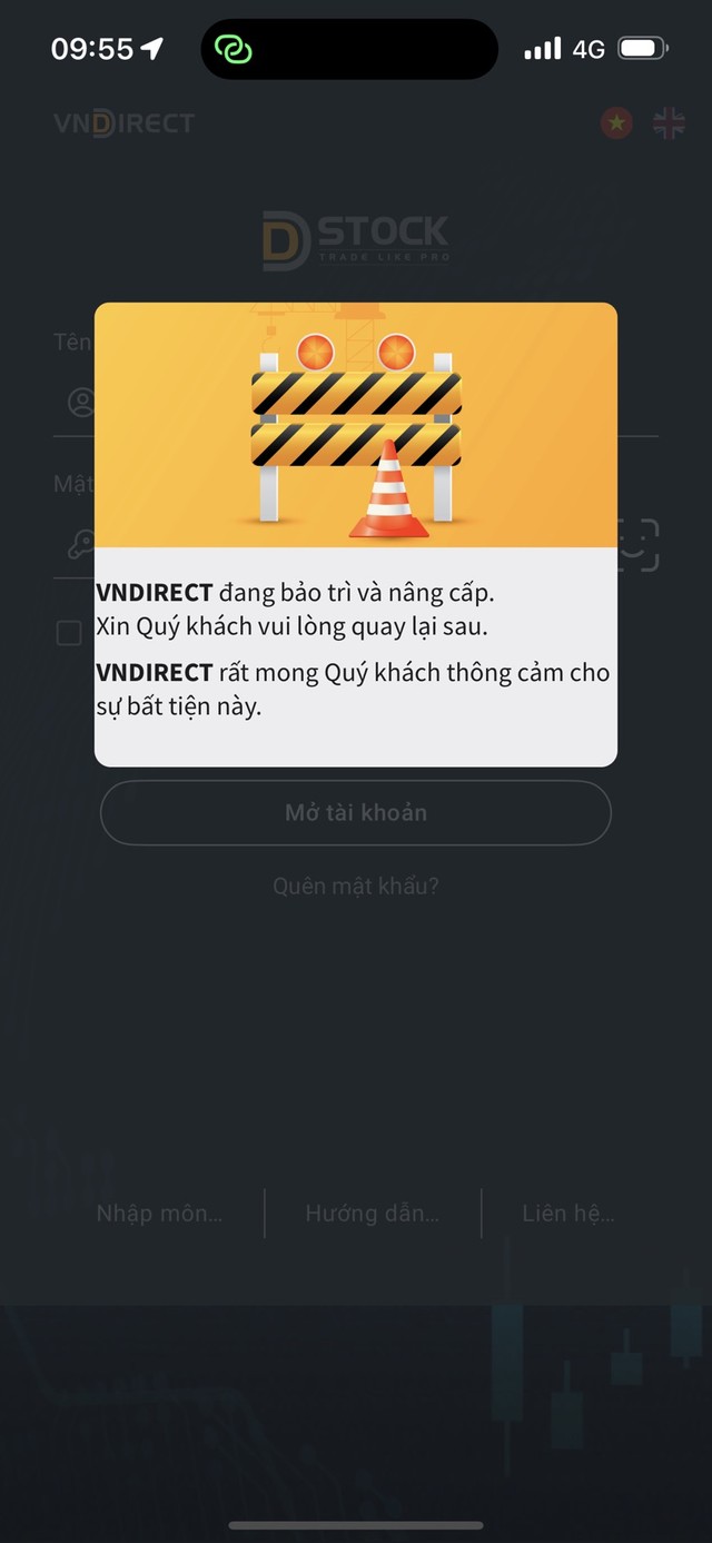 Đến 9h55 ngày 25/3/2024, hệ thống của VNDirect vẫn không thể truy cập được
