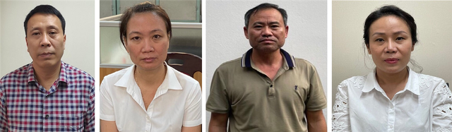 Các bị can (từ trái qua phải): Đỗ Anh Tuấn; Bùi Phương Thảo; Bùi Văn Mận; Hoàng Thị Kim Loan. Các bị can (từ trái qua phải): Đỗ Anh Tuấn; Bùi Phương Thảo; Bùi Văn Mận; Hoàng Thị Kim Loan.