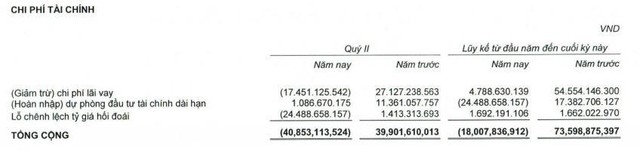 Cơ cấu chi phí tài chính quý II/2021 của TTF