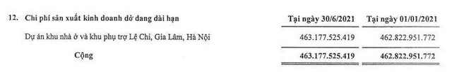 Chi phí sản xuất kinh doanh dở dang dài hạn của HTM tới 30/6/2021 Chi phí sản xuất kinh doanh dở dang dài hạn của HTM tới 30/6/2021