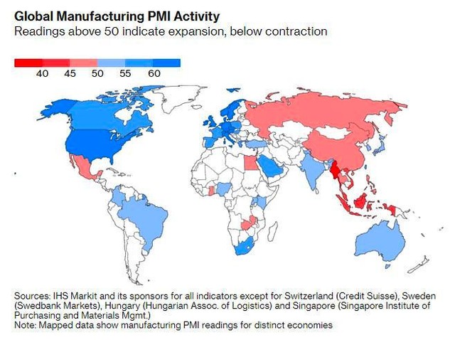 Chỉ số PMI của các quốc gia trong tháng 8 Chỉ số PMI của các quốc gia trong tháng 8