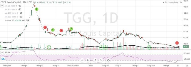 Cổ phiếu TGG lao dốc từ 21/9/2021 tới nay. Cổ phiếu TGG lao dốc từ 21/9/2021 tới nay.