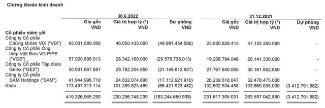 Danh mục cổ phiếu nắm giữ tới 30/6/2022. Danh mục cổ phiếu nắm giữ tới 30/6/2022.