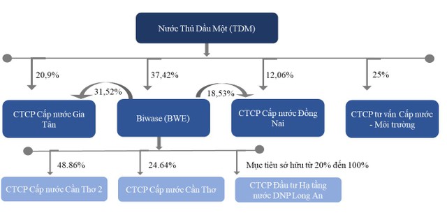 Sở hữu chéo giữa Nước Thủ Dầu Một, Biwase và các Công ty cấp nước Sở hữu chéo giữa Nước Thủ Dầu Một, Biwase và các Công ty cấp nước