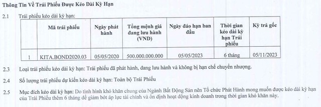 Kita Invest kéo dài thời gian thanh toán lô trái phiếu mệnh giá 500 tỷ đồng thêm 6 tháng ảnh 1 Kita Invest kéo dài thời gian thanh toán lô trái phiếu mệnh giá 500 tỷ đồng thêm 6 tháng ảnh 1