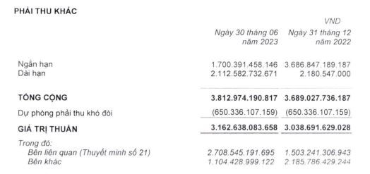 Tân Tạo giảm phải thu khác ngắn hạn và tăng phải thu khác dài hạn trong 6 tháng đầu năm 2023 Tân Tạo giảm phải thu khác ngắn hạn và tăng phải thu khác dài hạn trong 6 tháng đầu năm 2023