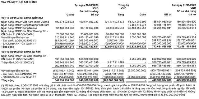 Đầu tư LDG lại cho biết tổng dư nợ còn lại của trái phiếu LDGH2123002 là 363,2 tỷ đồng (Nguồn: BCTC quý II/2023)