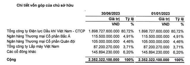 Cơ cấu cổ đông của Thuỷ điện Hủa Na tại thời điểm 30/6/2023 (Nguồn: HNA)