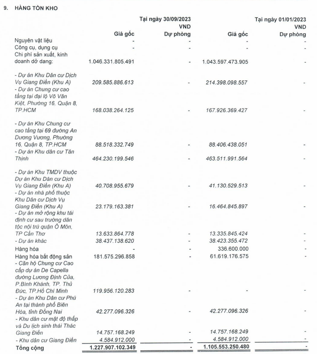 Dự án Khu dân cư Tân Thịnh là dự án tồn kho lớn nhất của Đầu tư LDG tại thời điểm 30/9/2023