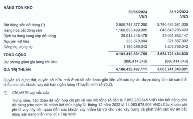 Cơ cấu tồn kho tại thời điểm 30/6/2024 của SCR Cơ cấu tồn kho tại thời điểm 30/6/2024 của SCR