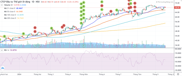 Cổ phiếu MWG tăng mạnh từ đầu năm tới nay Cổ phiếu MWG tăng mạnh từ đầu năm tới nay
