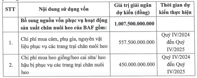 Mục đích huy động vốn của BAF Mục đích huy động vốn của BAF