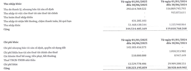 Lợi nhuận khác tăng trong quý II và nửa đầu năm 2025 từ thanh lý, nhượng bán tài sản cố định. Lợi nhuận khác tăng trong quý II và nửa đầu năm 2025 từ thanh lý, nhượng bán tài sản cố định.