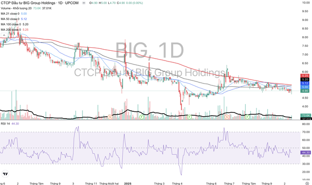 Cổ phiếu BIG liên tục trượt dài dù thị trường chứng khoán bùng nổ.