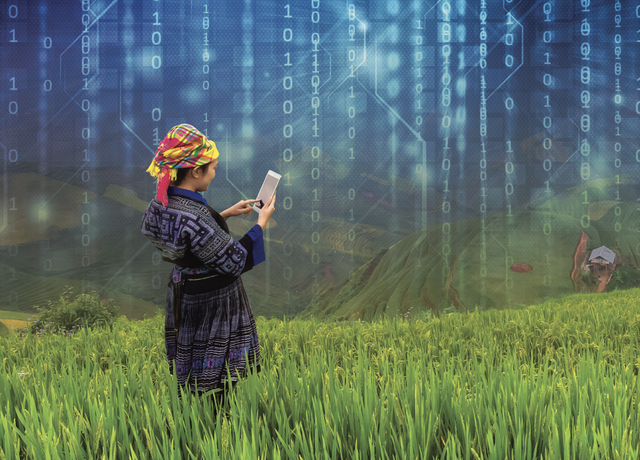 Nông dân cầm thiết bị thông minh trông lúa trên cánh đồng ở Việt Nam. Ảnh: Peerapas Mahamongkolsawas/Shutterstock Nông dân cầm thiết bị thông minh trông lúa trên cánh đồng ở Việt Nam. Ảnh: Peerapas Mahamongkolsawas/Shutterstock