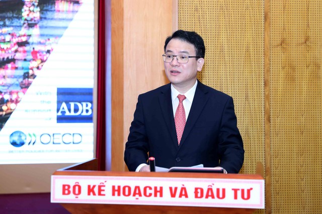 Thứ trưởng Bộ Kế hoạch và Đầu tư Trần Quốc Phương phát biểu tại Lễ công bố (Ảnh: MPI)