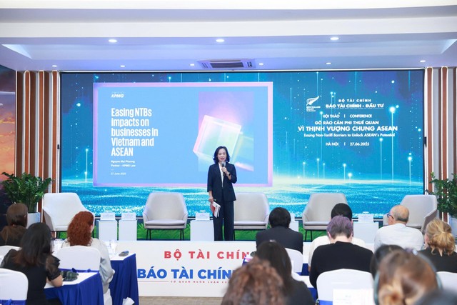 Bà Nguyễn Mai Phương trình bày tham luận tại Hội thảo sáng 27/6. Ảnh: Đức Thanh