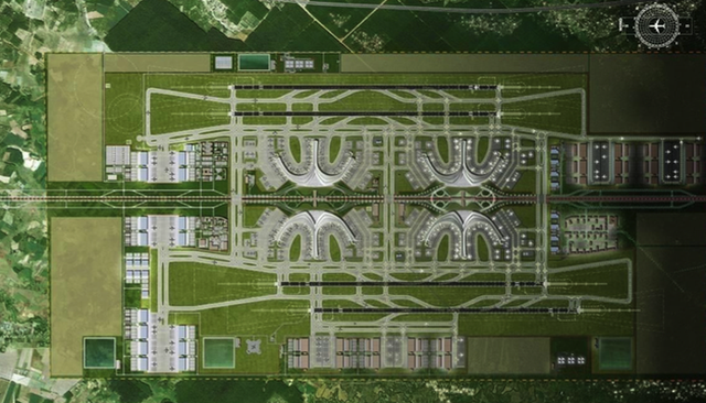 Mặt bằng tổng thể Cảng hàng không quốc tế Long Thành giai đoạn hoàn thiện (theo Pre-FS) - Ảnh từ báo cáo nghiên cứu khả thi giai đoạn 1. Mặt bằng tổng thể Cảng hàng không quốc tế Long Thành giai đoạn hoàn thiện (theo Pre-FS) - Ảnh từ báo cáo nghiên cứu khả thi giai đoạn 1.