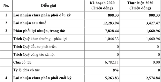 Kế hoạch phân phối lợi nhuận năm 2020 của CDBECO. Kế hoạch phân phối lợi nhuận năm 2020 của CDBECO.